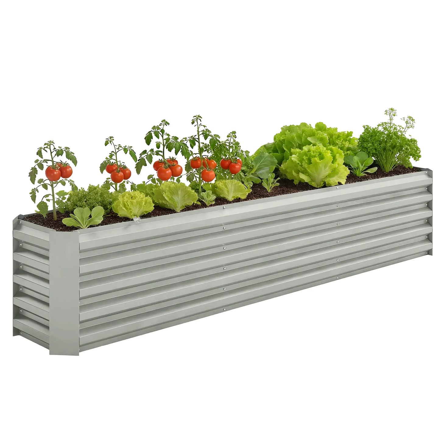 8 x 1.3 x 1.5ft Galvanized Raised Garden Bed, Reinforced Planter Box, Light Grey Galvanized Planter Boxes at Gallery Canada