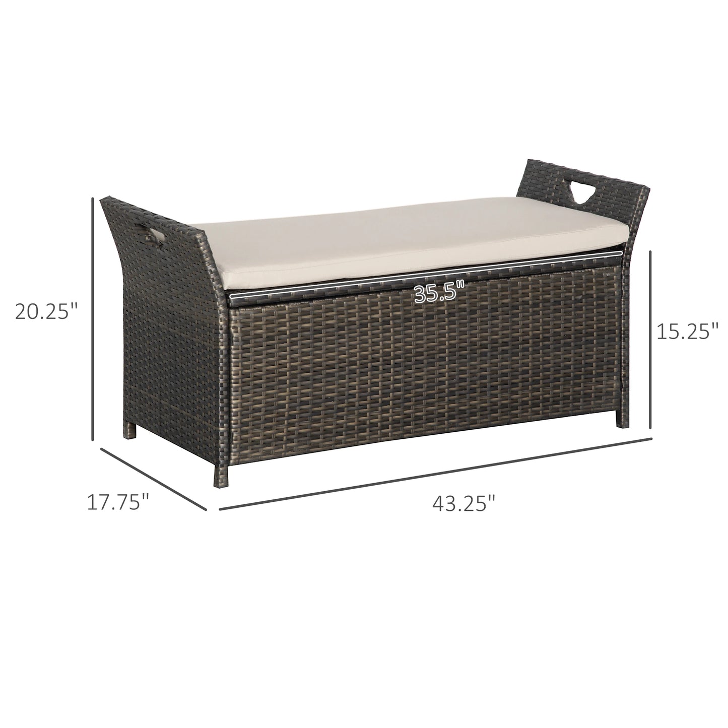 2-In-1 Outdoor PE Rattan Storage Bench, 29 Gallon, Cream Patio Storage Boxes at Gallery Canada
