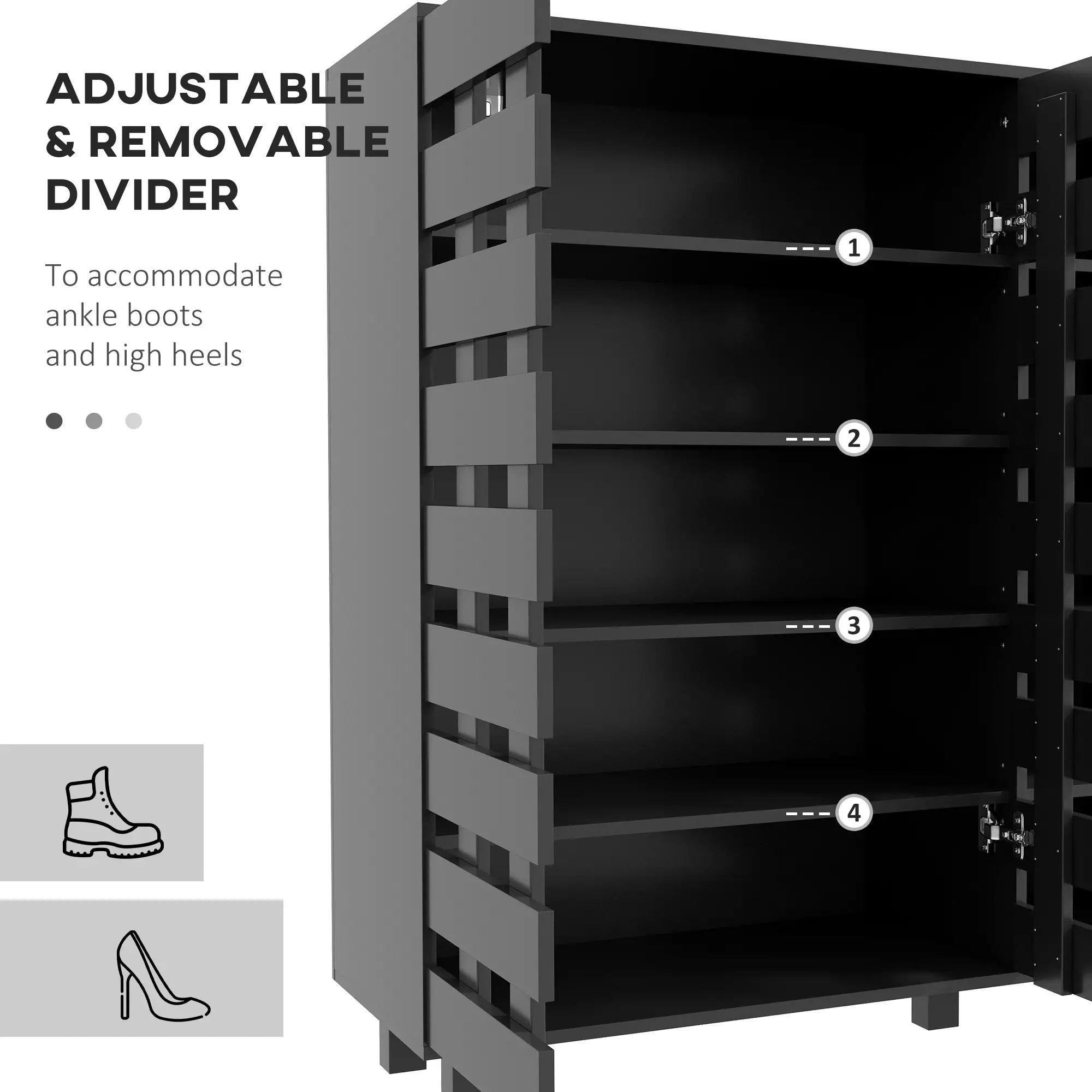 21 Pair Shoe Cabinet, 5-Tier Double Door, 5-Tier Open Shelves, Black Shoe Storage Cabinets & Racks at Gallery Canada