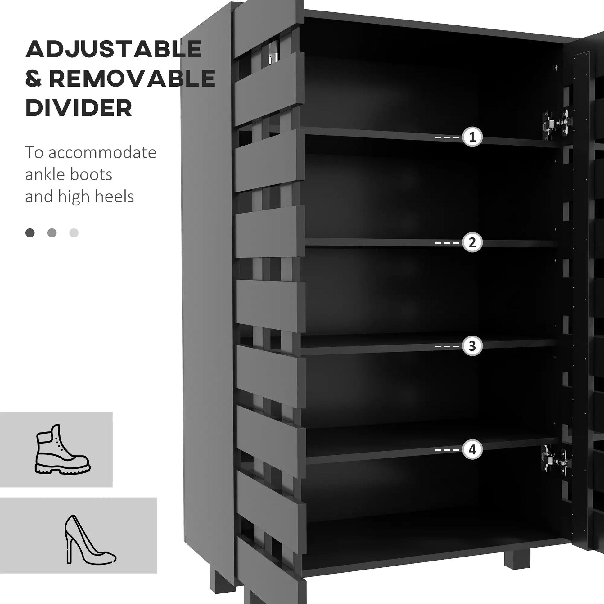 21 Pair Shoe Cabinet, 5-Tier Double Door, 5-Tier Open Shelves, Black Shoe Storage Cabinets & Racks at Gallery Canada