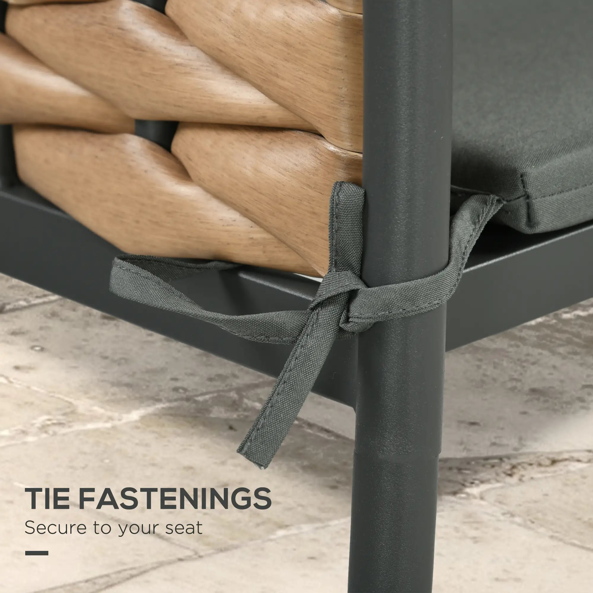 6-Piece Seat Cushion Pillows, Patio Chair Cushions with Ties, Charcoal Grey Patio Chair Cushions at Gallery Canada