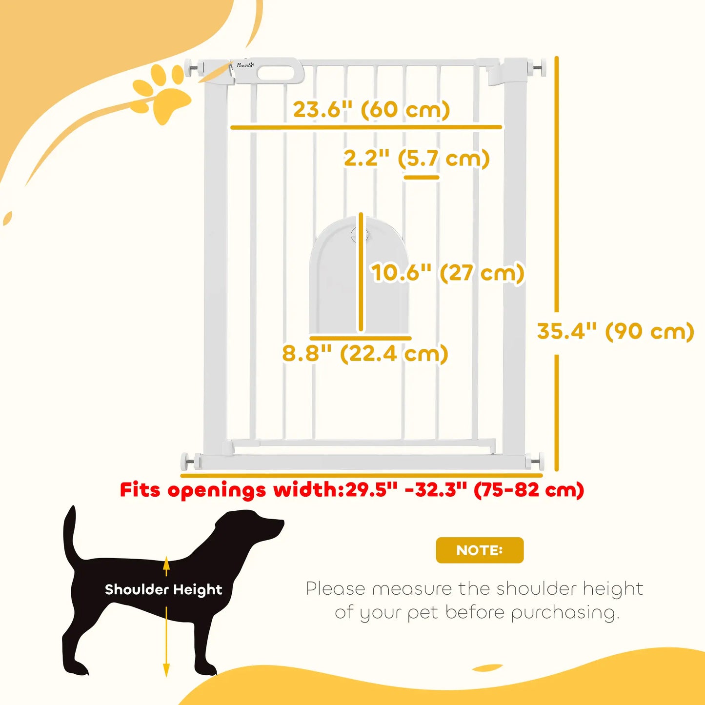30"-32" Extra Wide Pet Gate, 35"H, Small Door, White Houses, Kennels & Pens at Gallery Canada