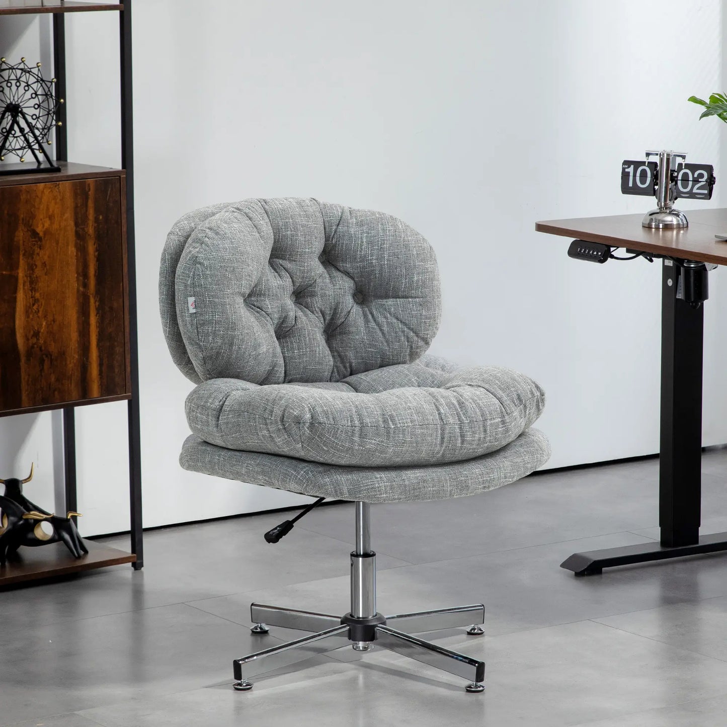 Armless Office Chair, Wide Padded Seat, Adjustable Height, Grey Task Chairs at Gallery Canada