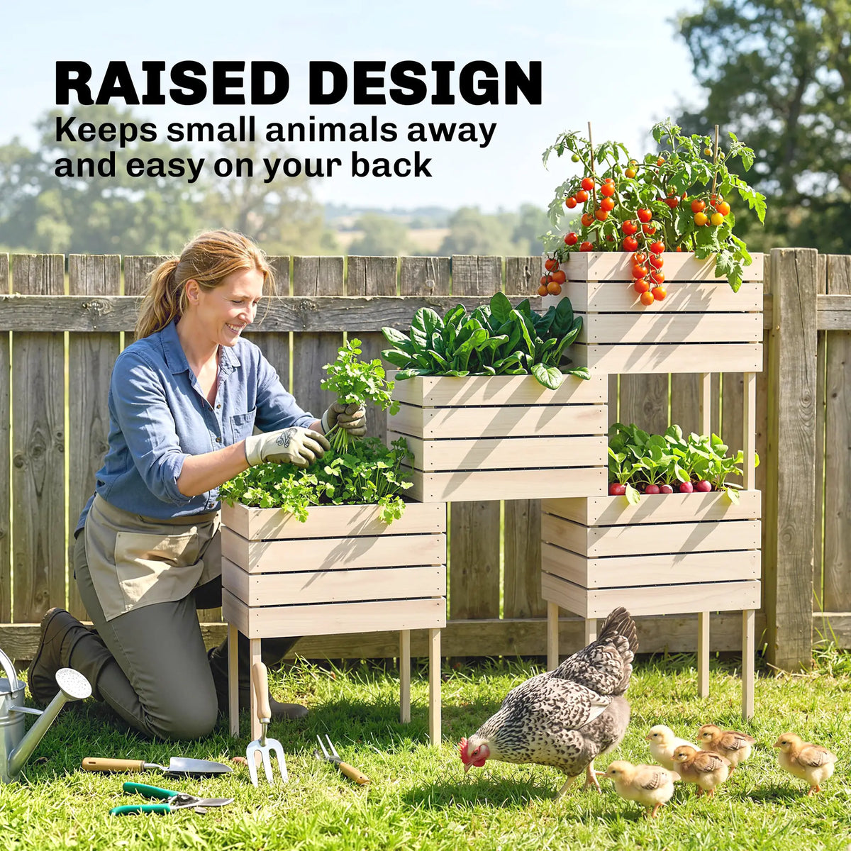 4PCS Wooden Raised Garden Beds, DIY Elevated Planter Box Kit, Indoor Outdoor Elevated Garden Beds at Gallery Canada