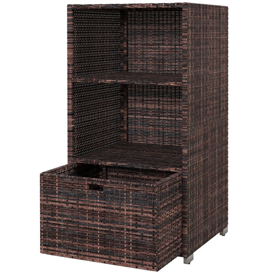 Outdoor Storage Cabinet, Rattan Wicker Pool Towel Organizer, Mixed Brown, Brown Patio Storage Boxes Mixed Brown, Balck at Gallery Canada