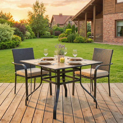 36" x 36" x 28" Square Patio Dining Table, Umbrella Hole, Rustproof Steel Frame Patio Dinning Tables at Gallery Canada