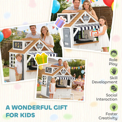 Wooden Kids Playhouse With Dog Door, Cookware, Blackboard, Bench, Doorbell Play Houses at Gallery Canada