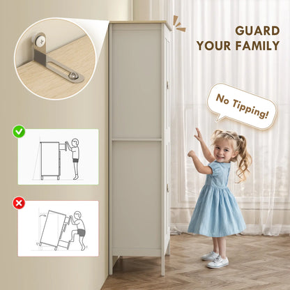 69.5" Tall Kitchen Pantry Cabinet, Motion Sensor LED Light, White Kitchen Pantry Cabinets at Gallery Canada