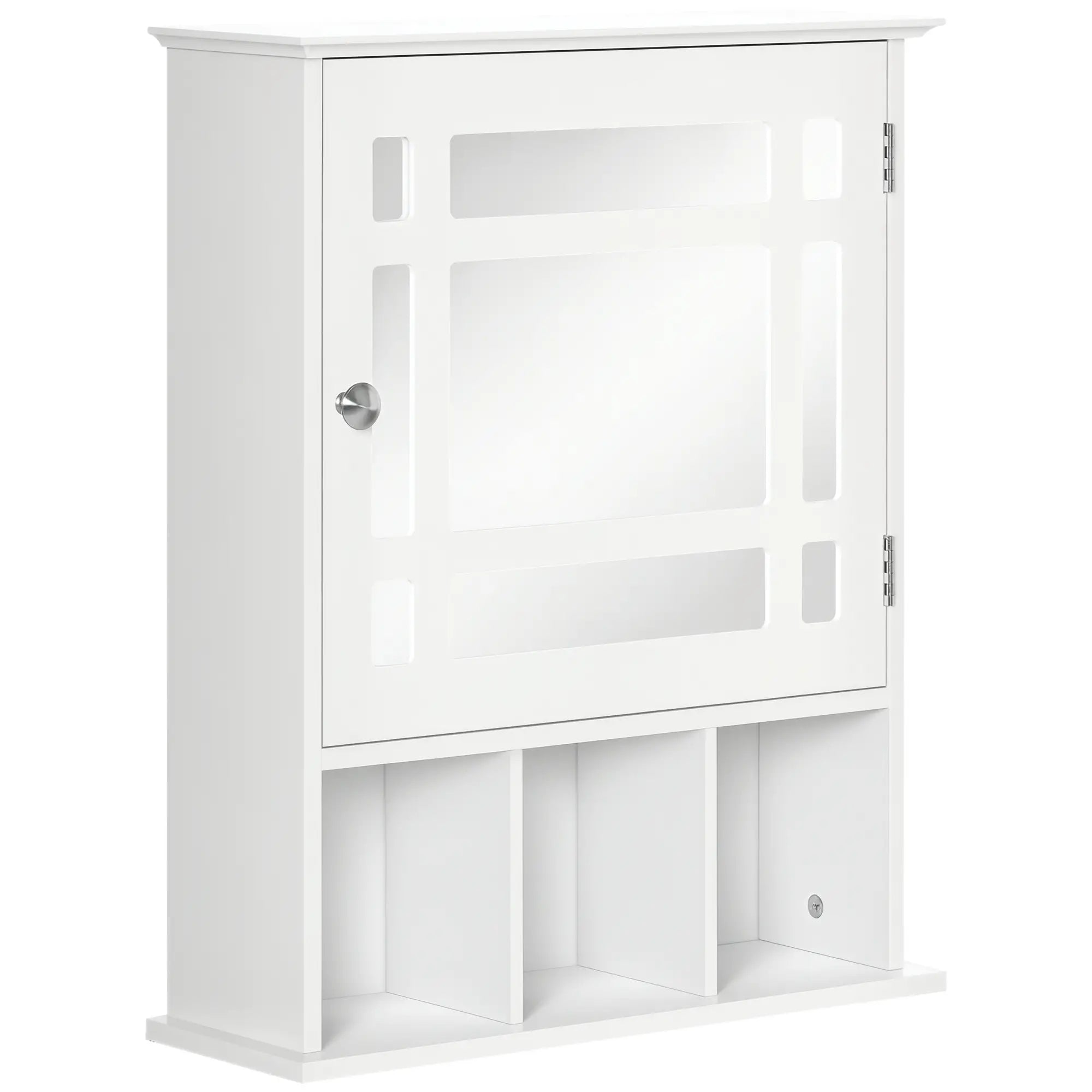Wall Mounted Bathroom Mirror Cabinet, 3 Shelf Organizer, White Mirror Medicine Cabinets White at Gallery Canada