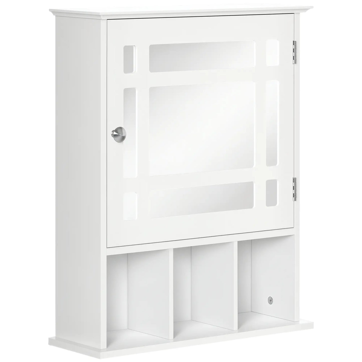 Wall Mounted Bathroom Mirror Cabinet, 3 Shelf Organizer, White Mirror Medicine Cabinets White at Gallery Canada