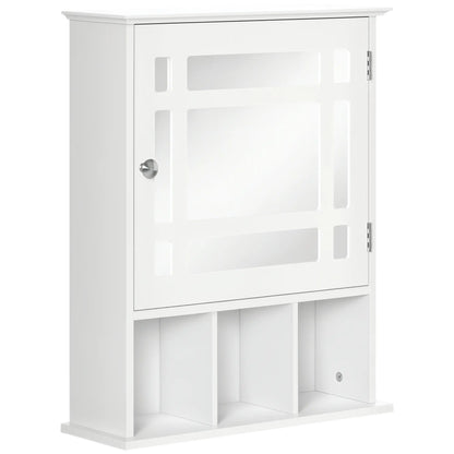 Wall Mounted Bathroom Mirror Cabinet, 3 Shelf Organizer, White Mirror Medicine Cabinets White at Gallery Canada