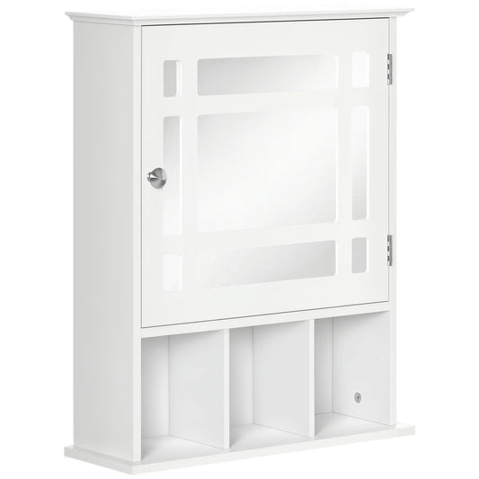 Wall Mounted Bathroom Mirror Cabinet, 3 Shelf Organizer, White Mirror Medicine Cabinets White at Gallery Canada