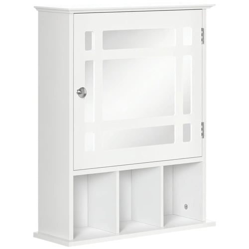 Wall Mounted Bathroom Mirror Cabinet, 3 Shelf Organizer, White