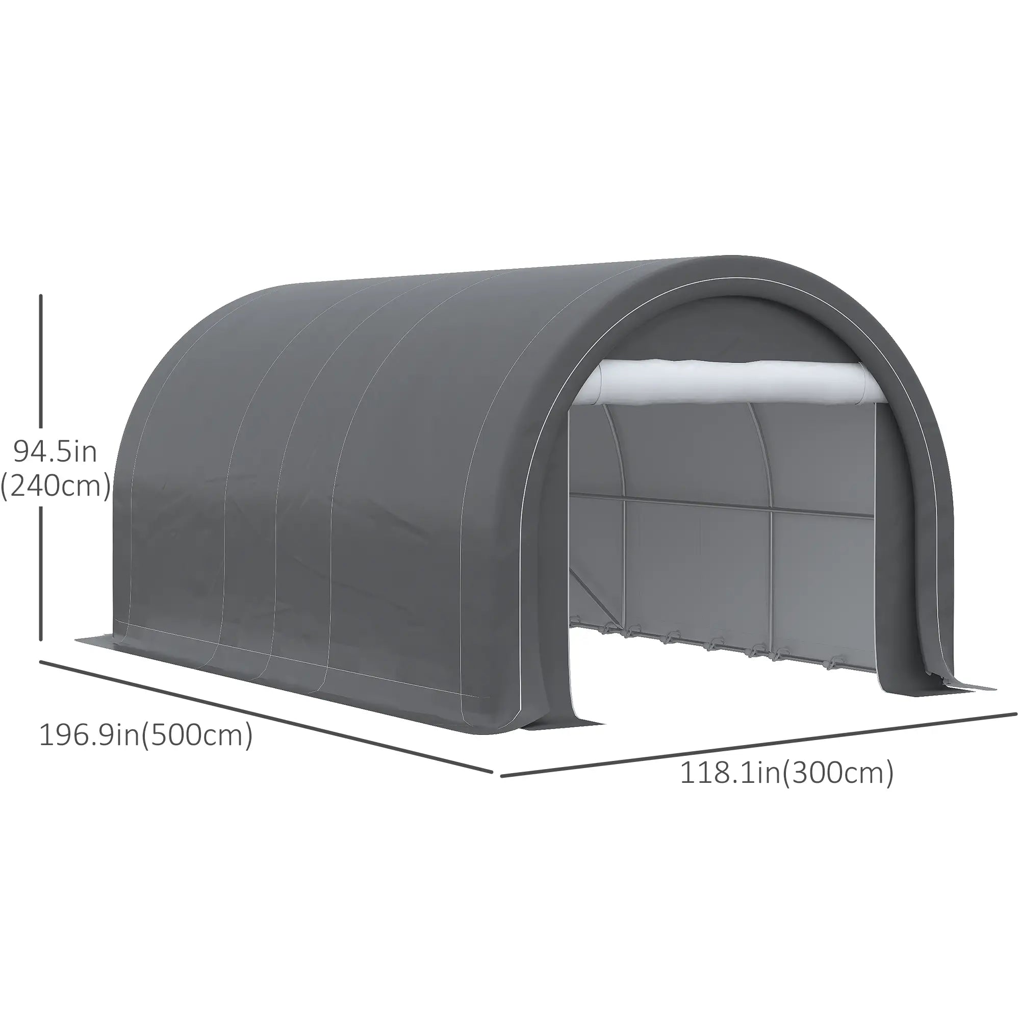 10' x 16' Heavy Duty Carport Tent, Zippered Door, PE Cover, Grey Car Shelters at Gallery Canada