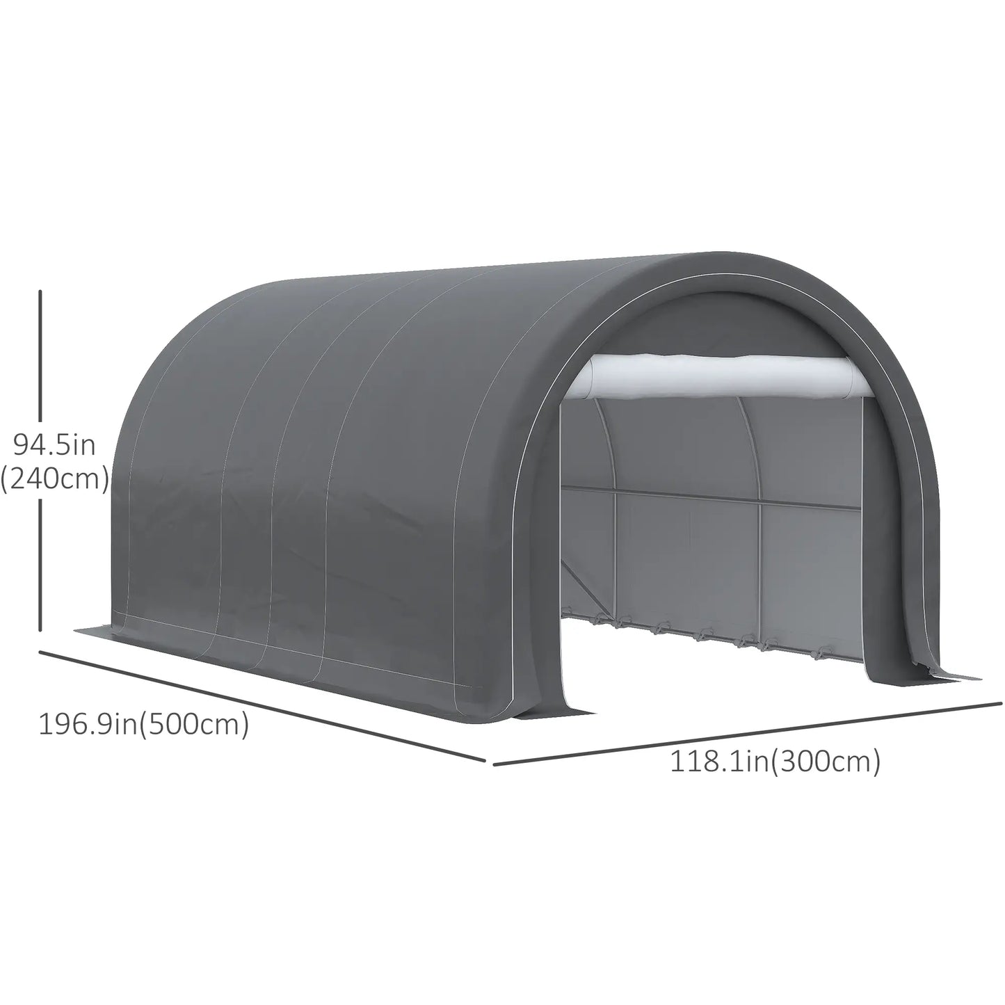 10' x 16' Heavy Duty Carport Tent, Zippered Door, PE Cover, Grey Car Shelters at Gallery Canada