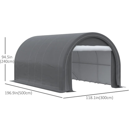 10' x 16' Heavy Duty Carport Tent, Zippered Door, PE Cover, Grey Car Shelters at Gallery Canada