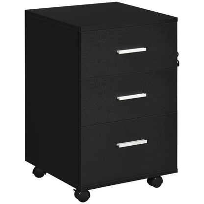 Mobile 3 Drawer File Cabinet with Wheels, Lock, Keys, Black Office Cabinets & Cupboards at Gallery Canada