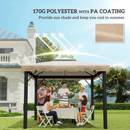 10' x 10' Replacement Canopy, Gazebo Top Cover, Double Vented Roof, Khaki Gazebos at Gallery Canada
