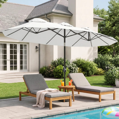 9.7' Double-Sided Patio Umbrella, Tilt Crank Vents, Cream White Sun Umbrellas at Gallery Canada