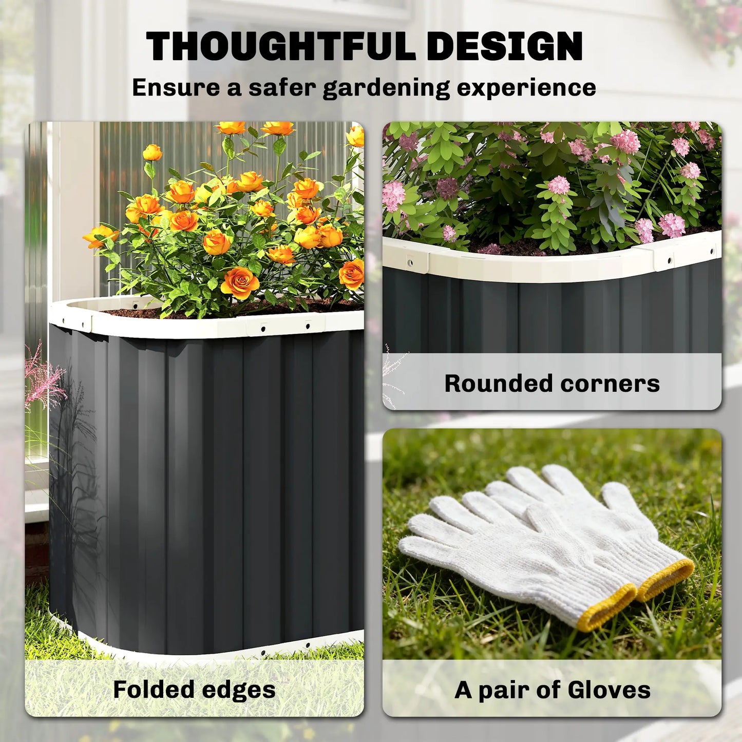 Galvanized Raised Garden Bed, Deep Rot Planter Box, 7' x 2' x 2', Dark Grey Galvanized Planter Boxes at Gallery Canada