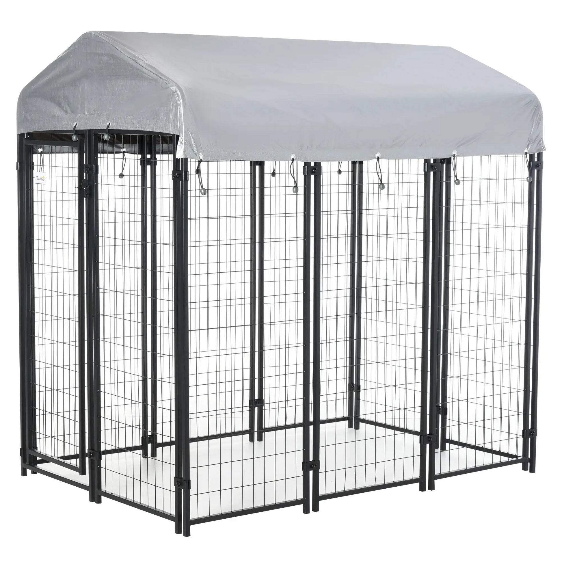 Outdoor Dog Kennel, Waterproof UV-Resistant Cover, 6 x 4 x 6 ft Houses, Kennels & Pens Black, Silver at Gallery Canada