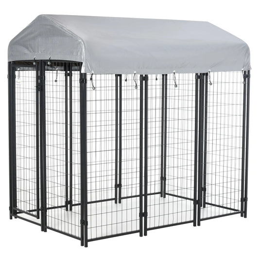 Outdoor Dog Kennel, Waterproof UV-Resistant Cover, 6 x 4 x 6 ft Houses, Kennels & Pens Black, Silver at Gallery Canada