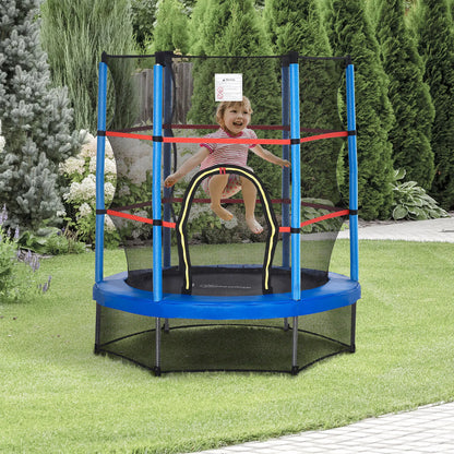 55" Kids Trampoline with Enclosure Net, Indoor/Outdoor, Age 3-6, Blue Trampolines at Gallery Canada