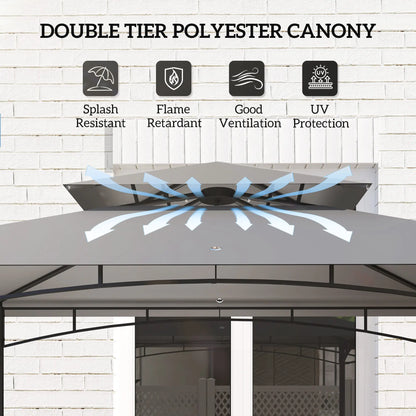 8'x5' Grill Gazebo, Double Tiered Barbecue Shelter, Light Grey BBQ Grill Gazebos at Gallery Canada