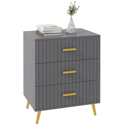 3 Drawer Cabinet, Bedroom Chest of Drawers, Aluminium Legs, Dark Grey Storage Cabinets at Gallery Canada