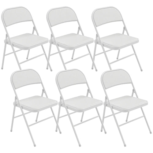 Set of 6 Foldable Chairs, PU Leather Padded, 17.5