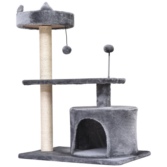 81cm/32" Multi-level Cat Tree Scratcher Kitty Activity Center,Condo, Perch, Jumping Platforms,Toys Grey - Gallery Canada