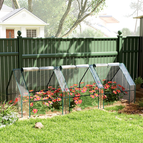 Portable Mini Greenhouse Tunnel, Zippered Roll-up Doors, Clear