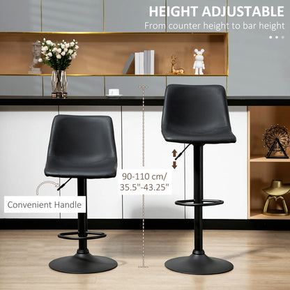 Adjustable Counter Height Bar Stools, Set of 2, 360° Swivel, Vintage Leather, Retro Grey, Grey Bar Stools at Gallery Canada