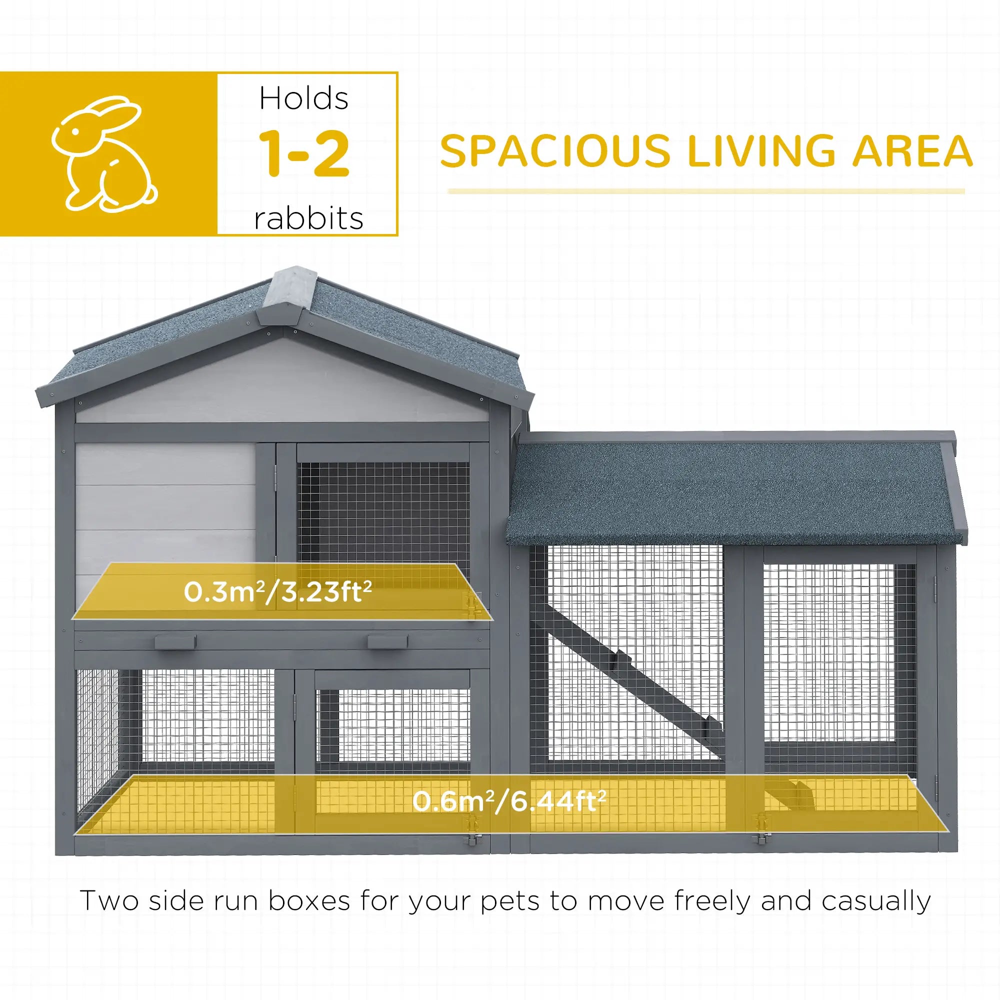 Wood Rabbit Hutch, Bunny Cage, Small Animal House, Dark Grey Rabbit Hutch at Gallery Canada