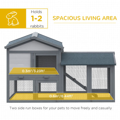 Wood Rabbit Hutch, Bunny Cage, Small Animal House, Dark Grey Rabbit Hutch at Gallery Canada