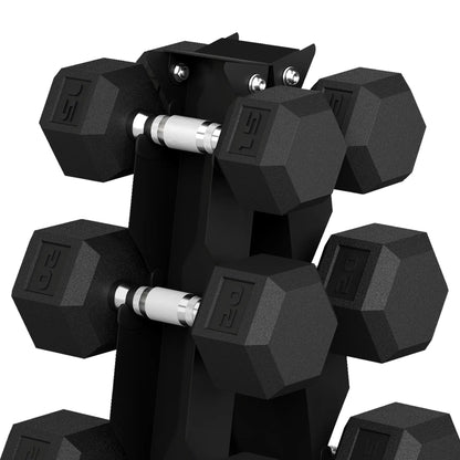 120Lbs Rubber Coated Hex Dumbbell Set With Vertical Rack, Rubber Dumbbells & Barbells at Gallery Canada