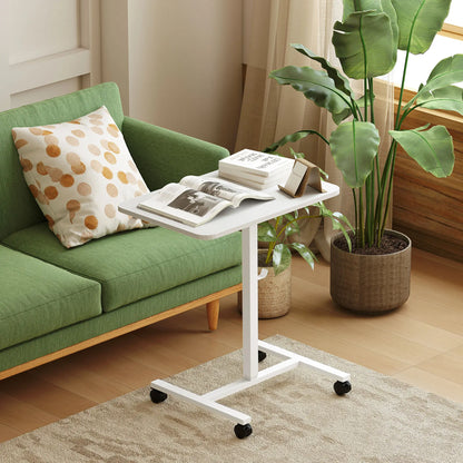 Height Adjustable Standing Desk, Pneumatic Sit Stand Desk, White Wood Grain, White Office Desks & Work Stations at Gallery Canada