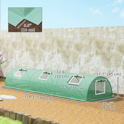 Portable Mini Greenhouse, 10' x 3' x 2', Steel Frame, 5 Mesh Windows, Green Mini Greenhouses at Gallery Canada
