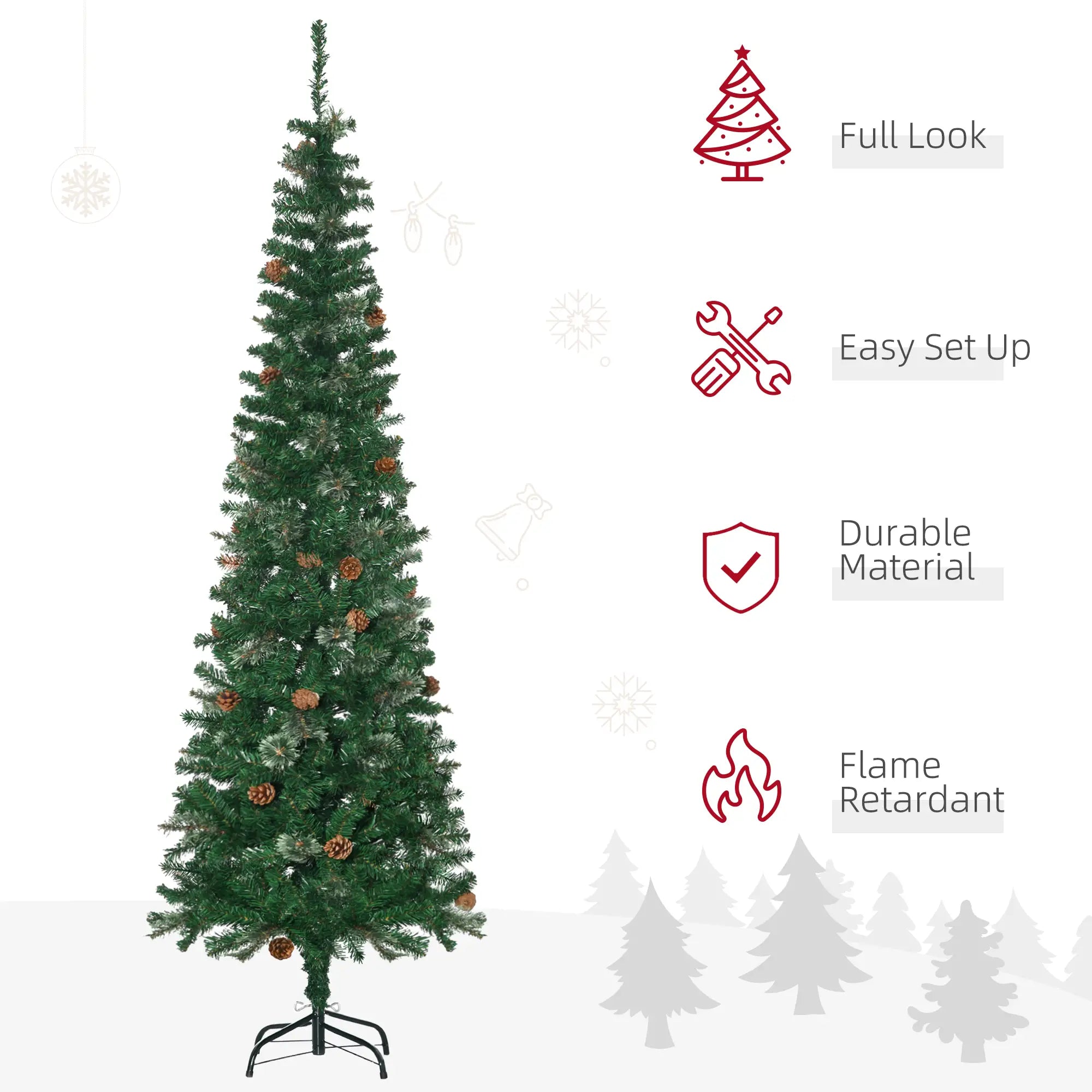 6.5ft Pencil Christmas Tree, Artificial, Pine Needles, Realistic Branches, Green Pencil Christmas Trees at Gallery Canada