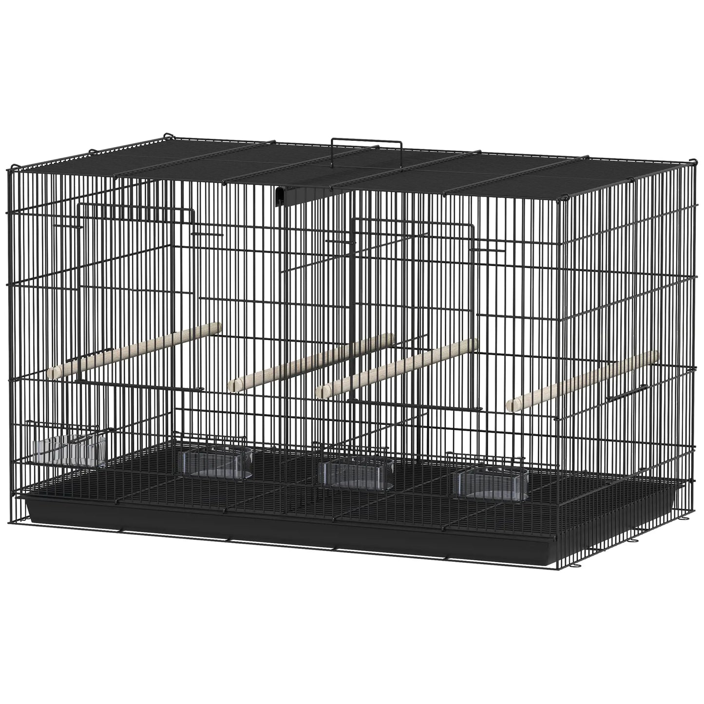 18" H Bird Cage, Large Parakeet Cage, Black
