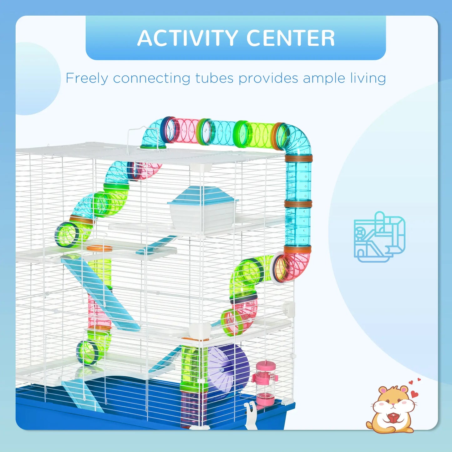 23" Large Hamster Cage, 5-Level with Tunnel Tube, Blue Hamster Cages at Gallery Canada