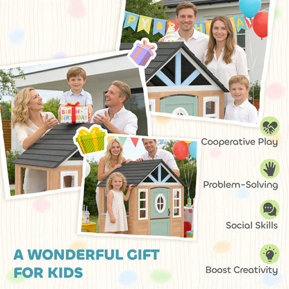 Kids Outdoor Playhouse, Wooden Cottage With Pet Door, Play Kitchen Play Houses at Gallery Canada