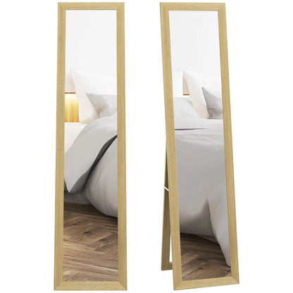 15" x 62" Miroir Pleine Longueur, Autoportant, Chambre Salon, Chêne