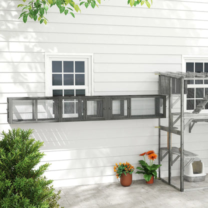Cat Tunnel, Outdoor Enclosure, 8 Doors, 98", Dark Grey Outdoor Cat Enclosures at Gallery Canada