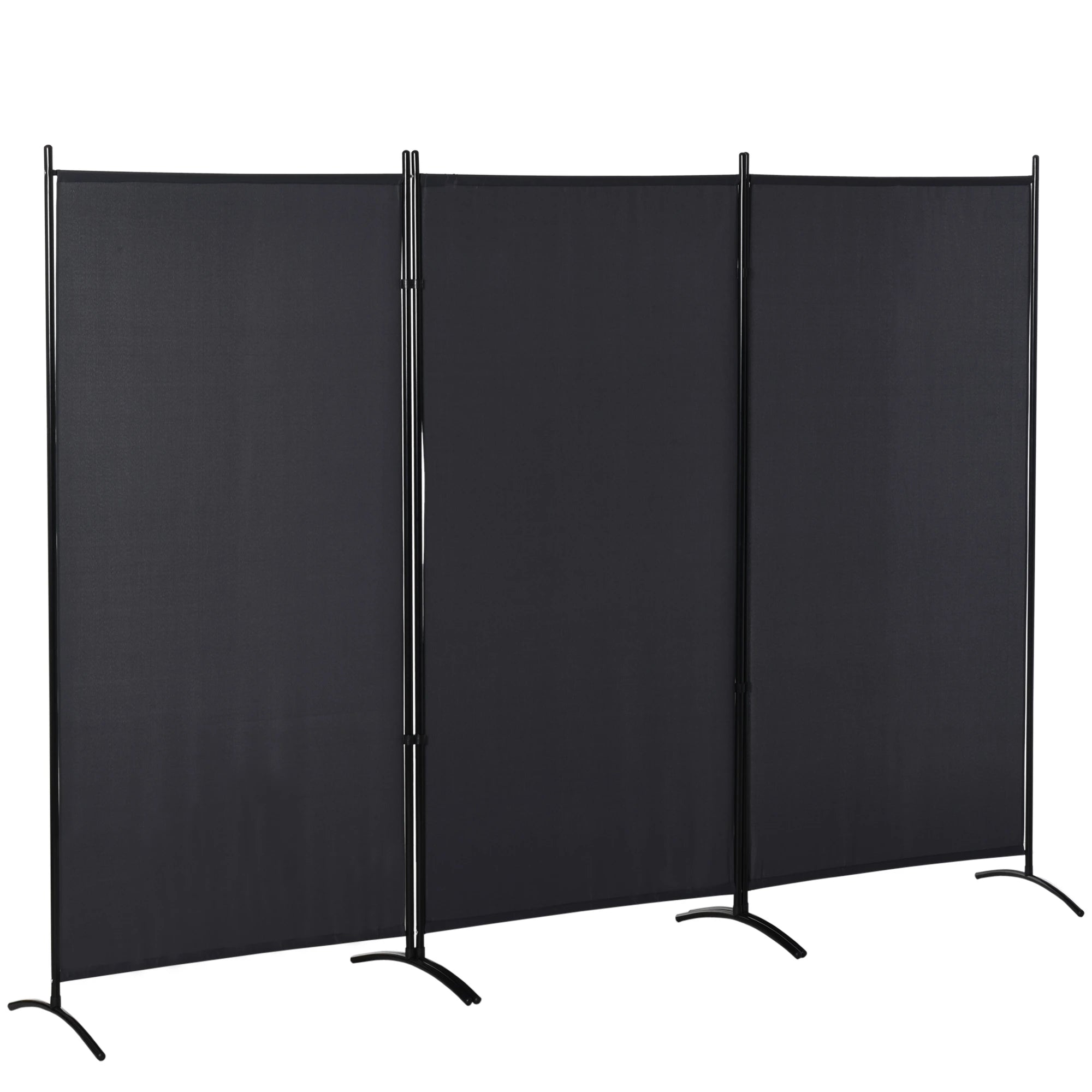 6' 3 Panel Room Divider, Double Hinged, Indoor Privacy Screen, Charcoal Grey Room Dividers Charcaol Grey at Gallery Canada