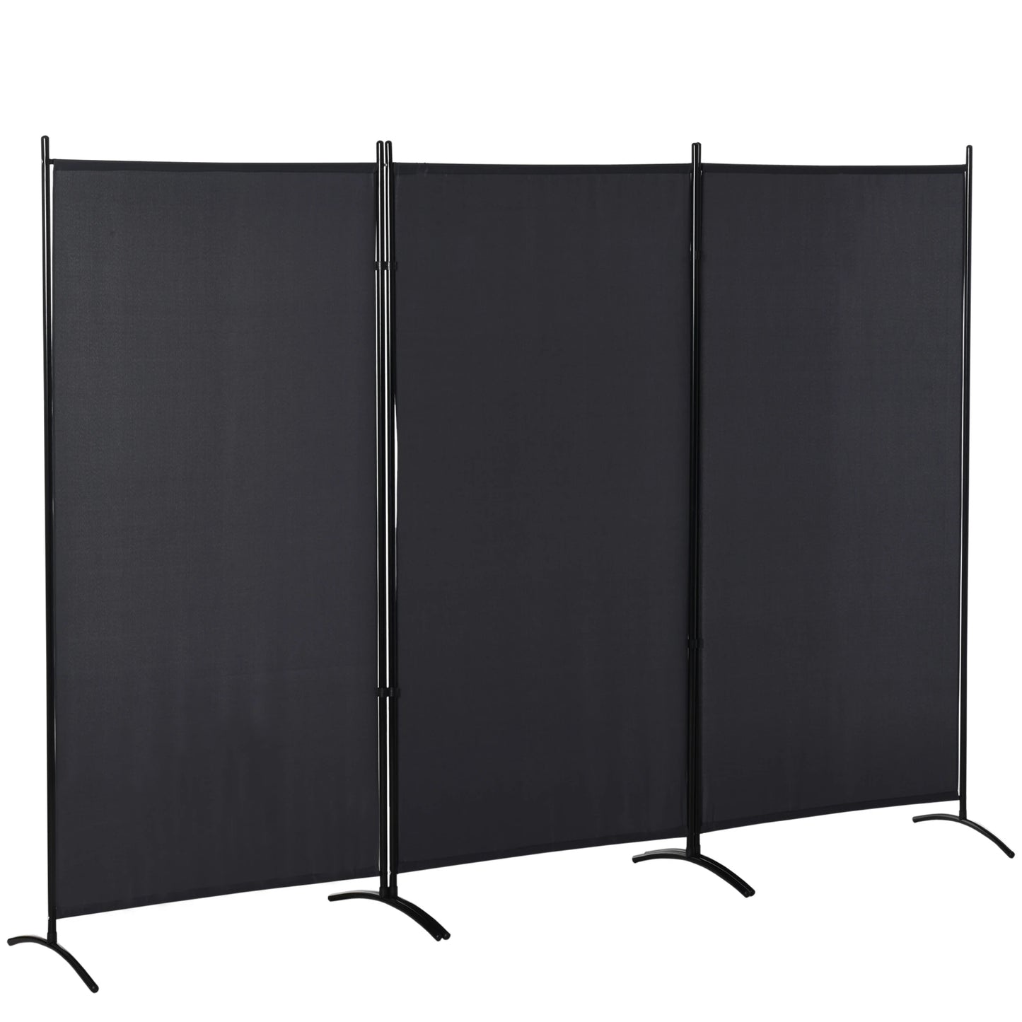 6' 3 Panel Room Divider, Double Hinged, Indoor Privacy Screen, Charcoal Grey Room Dividers Charcaol Grey at Gallery Canada