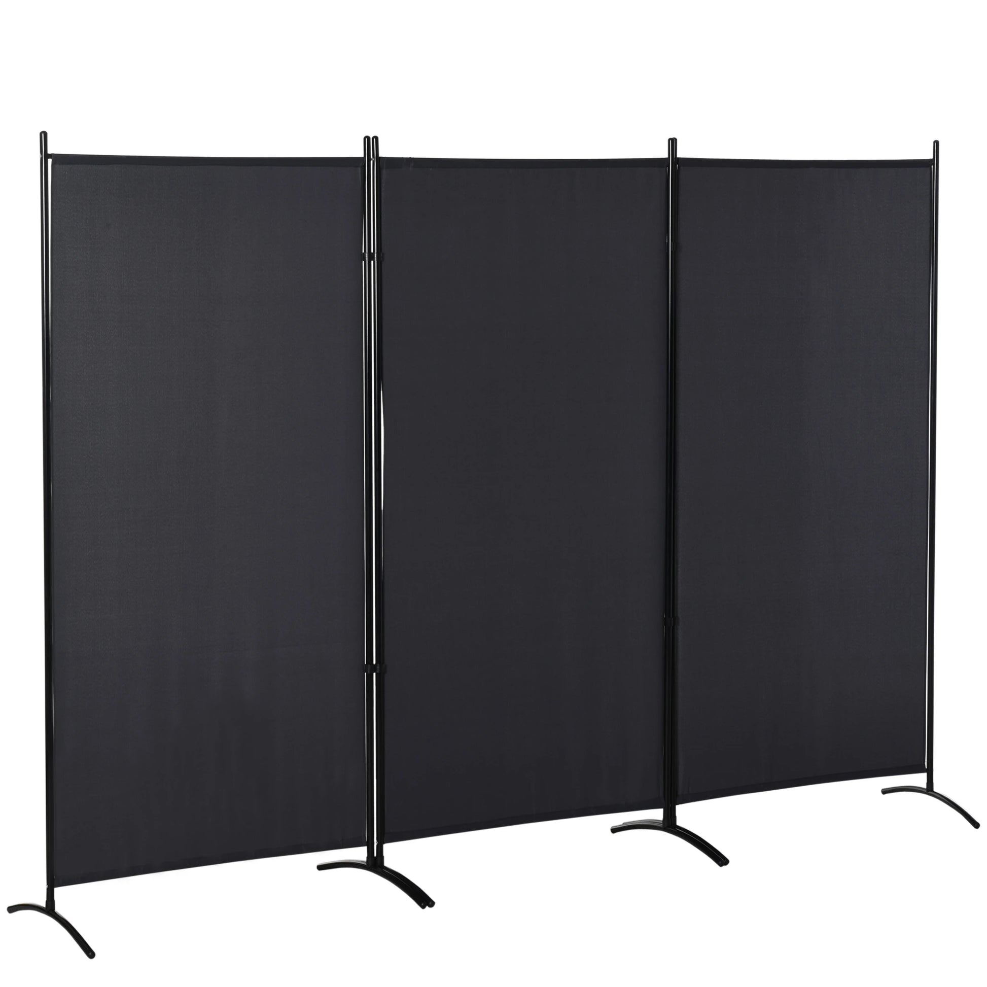 6' 3 Panel Room Divider, Double Hinged, Indoor Privacy Screen, Charcoal Grey Room Dividers Charcaol Grey at Gallery Canada