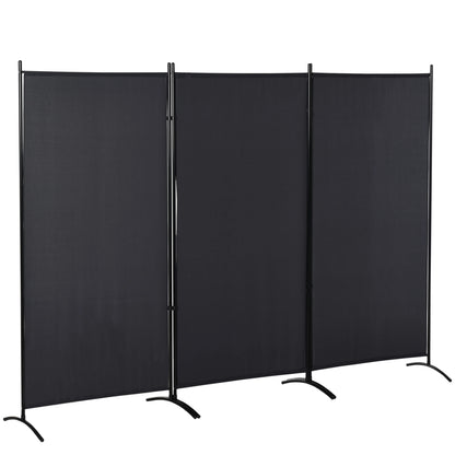 6' 3 Panel Room Divider, Double Hinged, Indoor Privacy Screen, Charcoal Grey Room Dividers Charcaol Grey at Gallery Canada