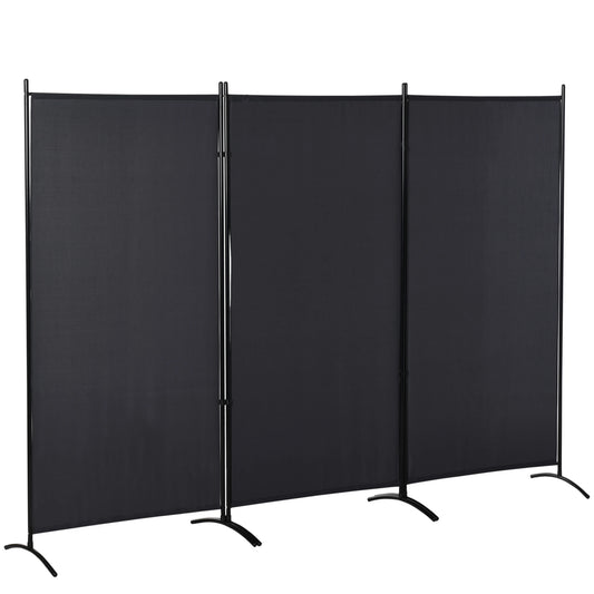 6' 3 Panel Room Divider, Double Hinged, Indoor Privacy Screen, Charcoal Grey Room Dividers Charcaol Grey at Gallery Canada