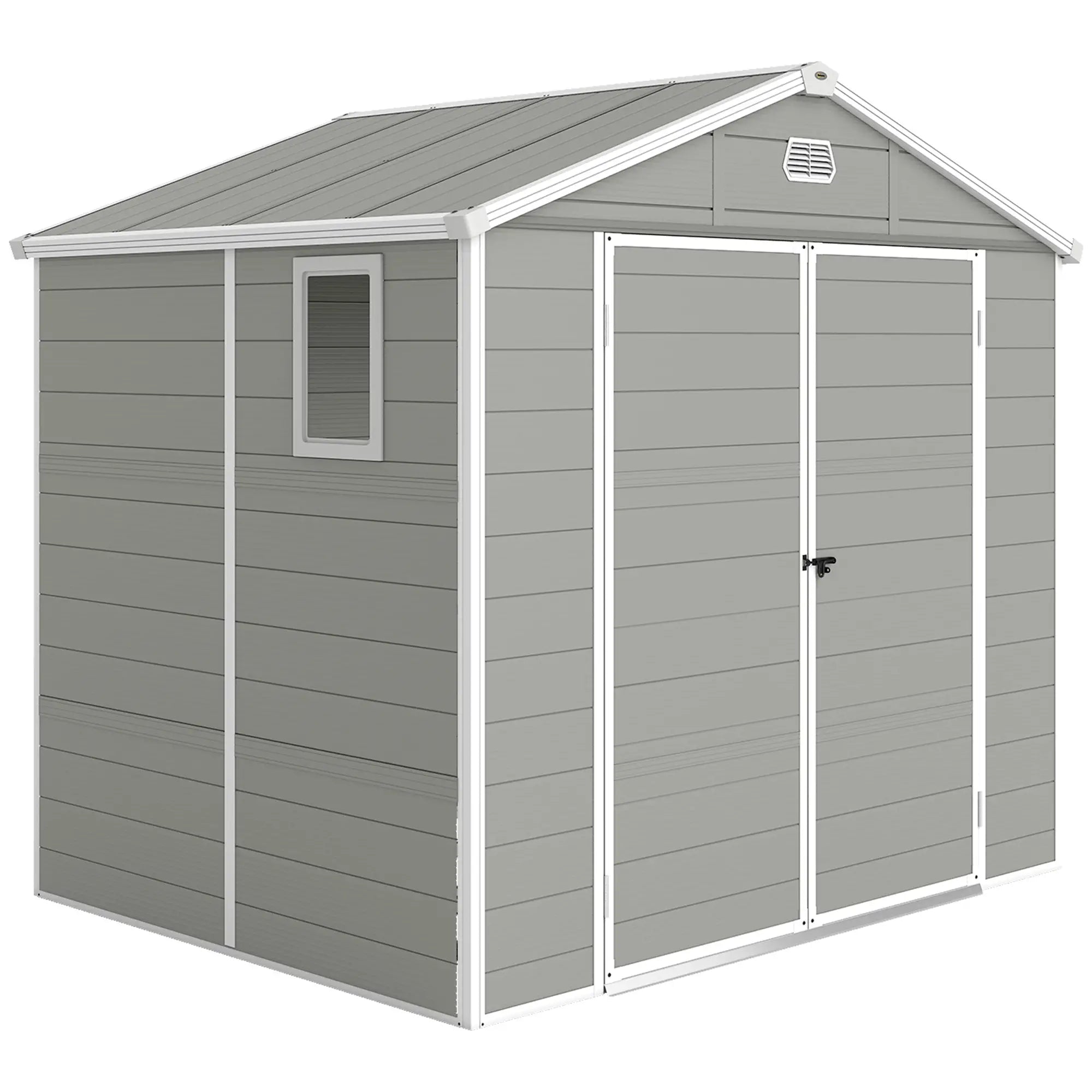 8' x 6' Plastic Garden Storage Shed, Light Grey Sheds at Gallery Canada